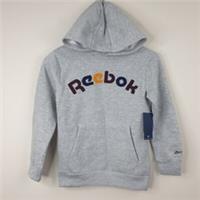 REEBOK Hoodie Kids Boys 9-10 Years Grey Hooded Sweatshirt Pullover Spellout