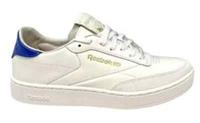 Reebok Club C Women's Trainers White Blue Leather Lace up Shoes (UK 4.5, 5, 6)