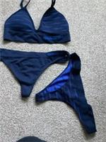 Reebok Navy Sports Bra & Thong Set size Large 36B
