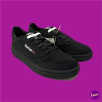 REEBOK Women's Club C 85 Grow Canvas Sneakers, Low Top Lace Ups, Black, UK 4