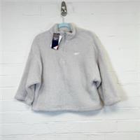 Reebok Womens Fleece Pullover Size M Cream Quarter Zip Cozy Teddy Fleece - M Regular