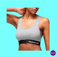 REEBOK Women's Padded Crop Sports Bra, Grey Marl, UK S | EU 36 - S Regular
