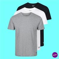 REEBOK Men's Set of 3 Crew Neck T-Shirts, Cotton, Black White Grey, UK M | EU 50 - M Regular