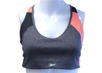 Reebok Women's Lux Racer Padded Sports Bra, Peach / Grey, Large - Large Regular