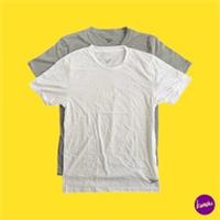 REEBOK Men's T-Shirts Santo Cotton Blend Crew Neck White Grey Marl UK M Set of 2 - M Regular