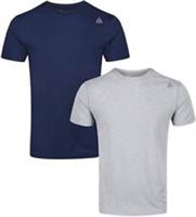 Reebok Simon Mens Performance Sports T-Shirts 2 Pack Small Navy Grey Wicking - S Regular