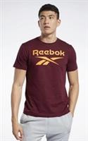 Reebok Graphic Logo T-Shirt Cotton Short Sleeve Burgandy Orange Uk Size Med New - M Plus