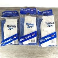 3 X Pairs Vintage 80s Reebok Classic Retro White Tube Socks Size UK 3.5-7 - S Regular