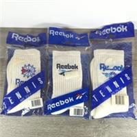 3 X Pairs Vintage 80s Reebok Classic Retro White Tube Socks Size UK 3.5-7 - S Regular