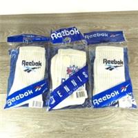 3 X Pairs Vintage 80s Reebok Classic Retro White Tube Socks Size UK 3.5-7 - S Regular
