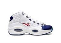 unisex reebok question mid basketball shoes white/blue size uk 4.5 eu 36.5 #496