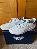 Reebok Club C Clean Trainers, White/ Blue Leather, Size UK 6, EU 39, BNWB