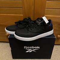 Reebok Club C Clean Black Leather Trainers, Size UK 5.5, EU 38.5, BNWB