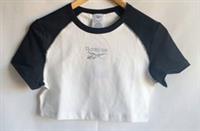 Reebok Black And White Cropped Sparkle T-shirt, Size Medium, Rhinestones Logo - M Regular