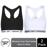 Reebok Women's 2 Multi-Pack Frankie Crop Top, White & Black, Small - S Regular