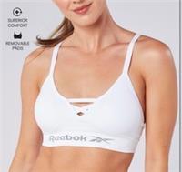 Reebok Womens Seamless Sports Bra Padded Unwired High Support White Large UK 14 - L Regular