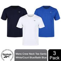 Reebok Men's 3 Multi Pack Crew Neck T-shirts, White, Court Blue & Batik Blue, S - S Regular