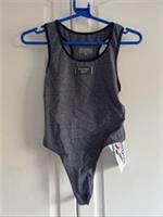 Vintage Reebok Bodysuit Leotard Womens Size UK 12 Grey & Blue Retro Y2K Stretch - 12 Regular