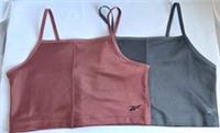Pair Of Reebok Cropped Yoga Tops, Grey/ Pink, Size Medium, Sleeveless, Ribbed - M Regular