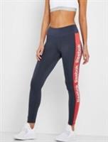 Reebok Linear Tape Leggings Size XS UK 8-10 Heritage Navy & Red Logo Striped - XS EXTRA SMALL 8 10 Regular