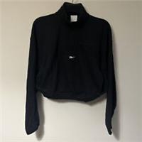 Reebok 1/4 Zip Jumper Womens Medium 12-14 Black Cropped Cotton Blend - M Regular