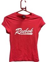 Reebok Women's Red T-Shirt Logo Print Crew Neck - UK Ladies Size 12
