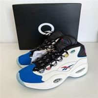 Reebok Question Mid Mens Basketball Trainer Chalk Black Blue UK 5 / EU 37.5