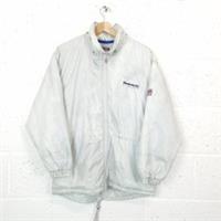 Vintage Y2K Reebok Womens Size 10 Windbreaker Jacket Lined Full Zip Silver - 10 Regular