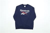 Reebok Men's Pullover Jumper Size L Navy Blue Graphic Print Long Sleeve - L Regular