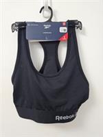 Reebok Womens Sports Bra Crop Top S Black Racerback Medium Support Gym - S Regular