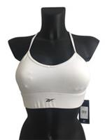 Reebok Women's Sports Bra Size M White Padded Cut Out ID Train Tri Back Logo New - M Regular