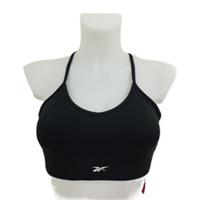 Reebok Women's Sports Bra Size M Black Pads Racerback Cutout Strappy Logo New - M Regular