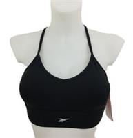 Reebok Women's Sports Bra Black Shaped Neck Padded Cut Out ID Train Tri Back New - M Regular