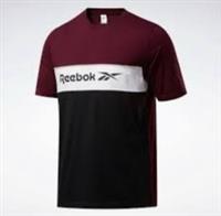 Reebok Casual Linear T Shirt Mens Black/White/Burgundy Size UK Small (RefX16) - S Regular