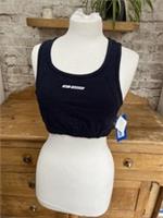 Vintage 1990s Reebok Sports Bra Crop Top Size Uk 14 Navy Blue Lycra Rare OG BNWT - Uk 14 Regular