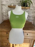 Vintage 1990s Reebok Sports Bra Crop Top Size Uk 12 Green White Lycra OG BNWT - 12 Regular