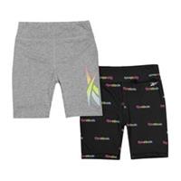 Reebok Girls All Over Logo Slim Shorts (Pack of 2)3-4 Years Black GT13534