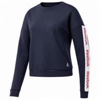 REEBOK Womens Navy Blue Linear Logo Crew Neck Sweater Medium UK 12 BNWT - M Regular