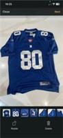 NFL Reebok New York Giants Football Jersey Mens 52 Blue On Field Cruz #80 - XXL Regular