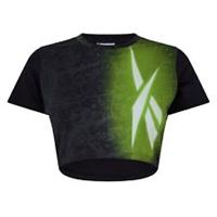 Reebok Womens Cropped T-Shirt Short Sleeve Sports Training Fitness Gym - S Regular