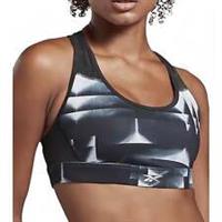 Reebok Hero Medium Impact Womens Sports Bra Black Support Breathable Gym Workout