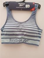 Women's size 10 Small (38) Reebok Daria Crop Top in Blue Slate Stripe BNWT - 10 Small Regular