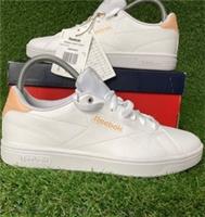 BNWB Ladies Reebok Court Clean White Pink Trainers Size UK 5.5 (006)