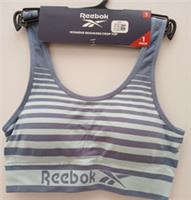 BNWT Reebok Daria Crop Top in Blue Slate Stripe Womens size UK 10 Small (38). - 10 Small Regular