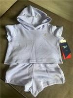 Reebok 2 pt Set Hoody Top & Shorts 2yrs 92cm Periwinkle Mix BNWT