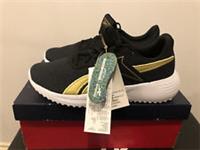 Reebok Lite 3.0 Black Gold Trainers Sneakers UK 7 EU 40.5 Gym Run Walking Shoes