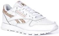 Reebok Classic Leather Lace Up Running Trainer White Leopard UK 3.5