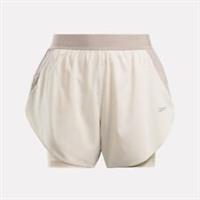 Reebok 2 in 1 Running Shorts Size M Bone Beige Cream Size M 12 14 NEW - M Regular