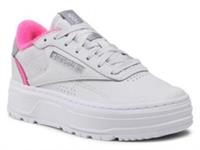 UK size 8 - reebok classic club trainers DOUBLE high sole white pink rare