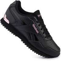 UK size 7 - reebok CLASSIC trainers LEATHER black purple gloss clip RARE
